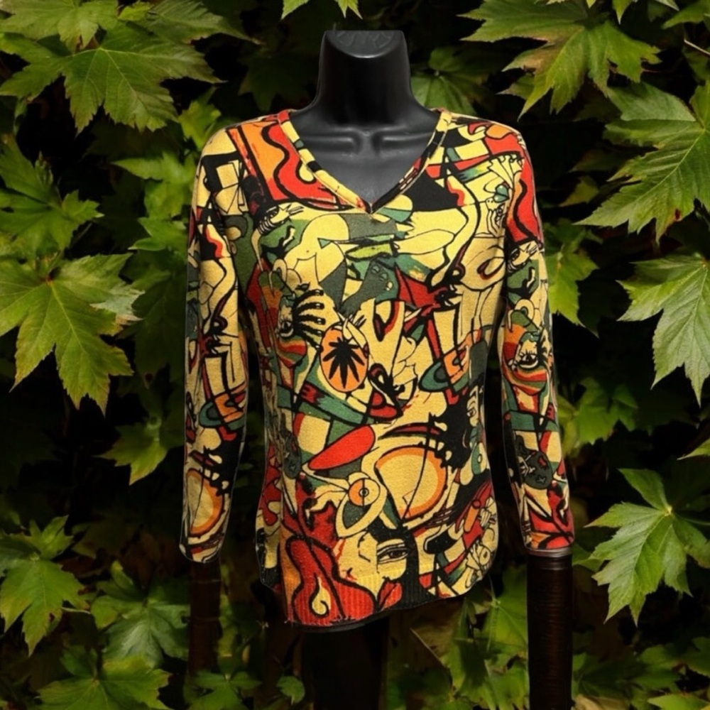 Tricotto (made in Turkey) Ladies XS Soft Abstract Print Lightweight Sweater